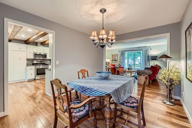 11476 65th Pl N, Maple Grove, MN 55369 - dining space featuring light wood-style flooring, a chandelier, and baseboards