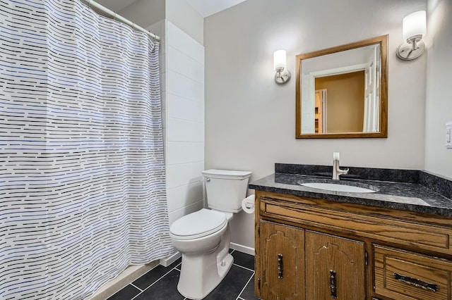11476 65th Pl N, Maple Grove, MN 55369 - bathroom featuring toilet, vanity, tile patterned flooring, and curtained shower
