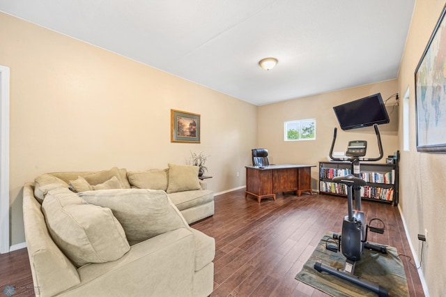 15350 Blackhawk Rd, Audubon, MN 56511 - home office featuring dark wood-style flooring and baseboards
