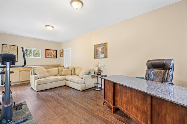 15350 Blackhawk Rd, Audubon, MN 56511 - home office featuring dark wood-style flooring