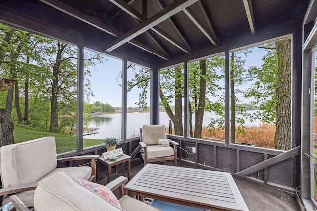 15350 Blackhawk Rd, Audubon, MN 56511 - sunroom with a water view, outdoor lounge area, and healthy amount of natural light
