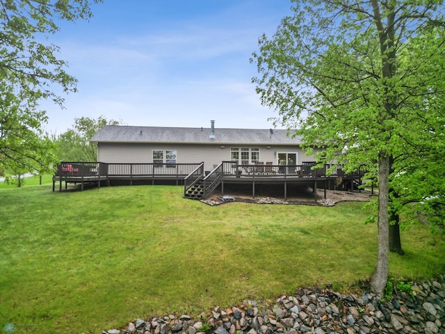 15350 Blackhawk Rd, Audubon, MN 56511 - rear view of property with a deck and a yard