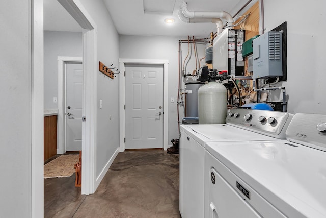 13936 County Road 7 NW, Clearwater Twp, MN 55320 - laundry room featuring washing machine and dryer and baseboards