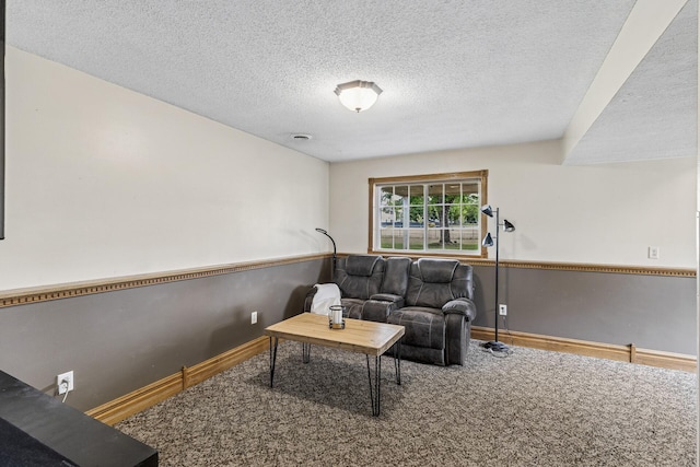 809 Orchard St, Belle Plaine, MN 56011 - carpeted living area with a textured ceiling and baseboards