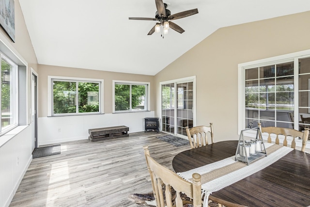 809 Orchard St, Belle Plaine, MN 56011 - sunroom / solarium with vaulted ceiling and a wood stove