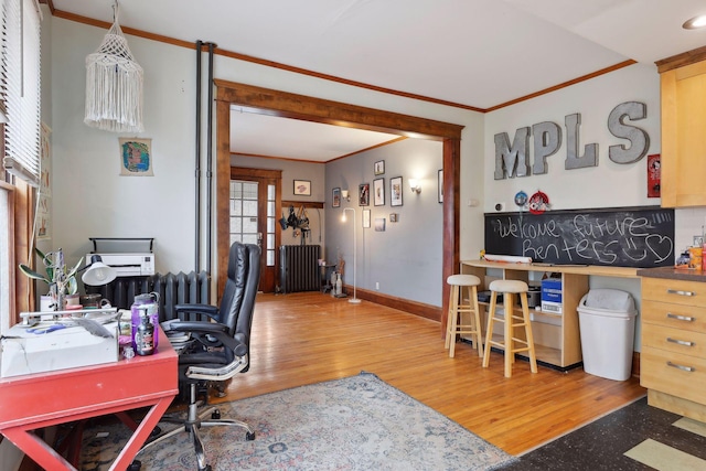 3205 Grand Ave S, Minneapolis, MN 55408 - office with wood finished floors, crown molding, and baseboards