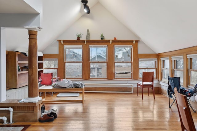 3205 Grand Ave S, Minneapolis, MN 55408 - sitting room with lofted ceiling and hardwood / wood-style floors
