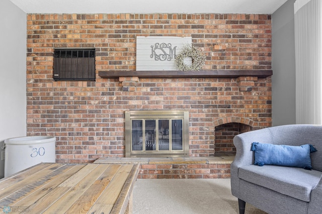 3105 Edgewood Dr N, Fargo, ND 58102 - carpeted living room with a brick fireplace