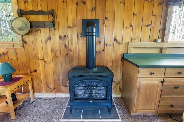10397 Johnson Rd, Orr, MN 55771 - detailed view of a wood stove and wood walls