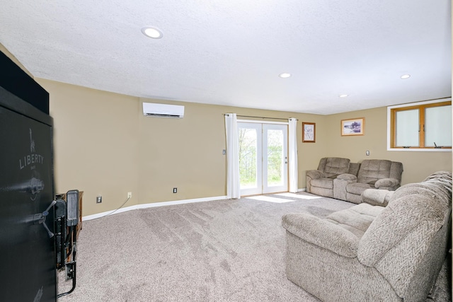 3818 Erickson Rd, Barnum, MN 55707 - carpeted living room with a wall mounted AC, baseboards, and recessed lighting