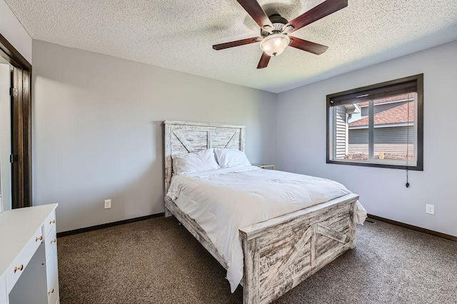 10034 191st Ave NW, Elk River, MN 55330 - carpeted bedroom featuring baseboards, a textured ceiling, and ceiling fan