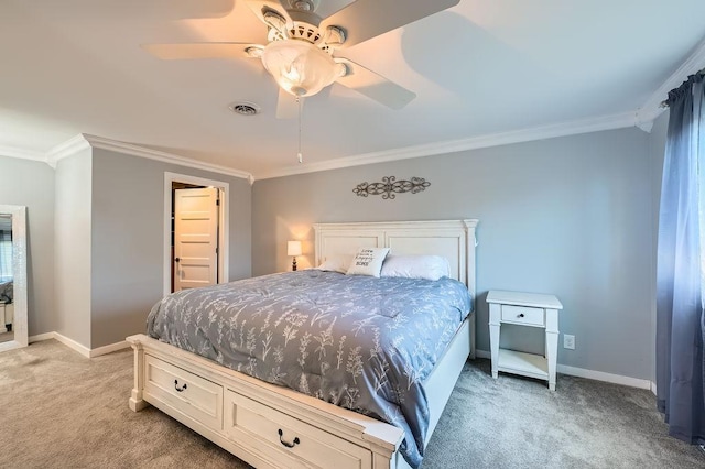 10034 191st Ave NW, Elk River, MN 55330 - bedroom featuring light carpet, ornamental molding, baseboards, and a ceiling fan