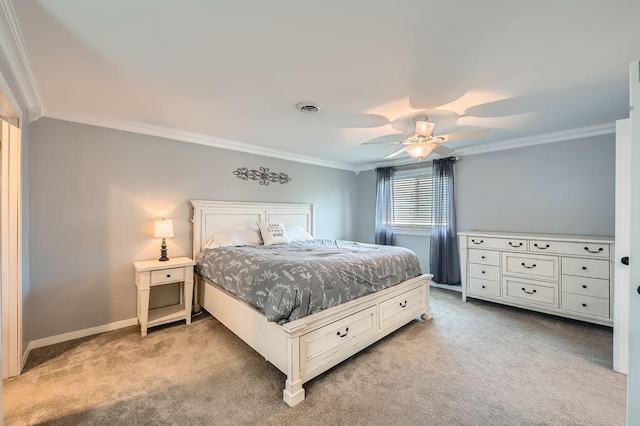 10034 191st Ave NW, Elk River, MN 55330 - bedroom with ornamental molding, light carpet, baseboards, and a ceiling fan