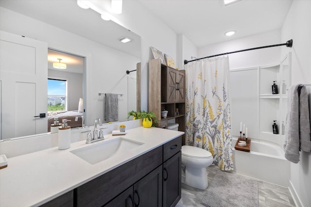 10082 Arrowwood Trl, Woodbury, MN 55129 - bathroom with vanity and shower / bath combo with shower curtain