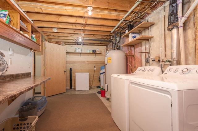 2510 Conifer Ave, Alexandria, MN 56308 - clothes washing area with washing machine and dryer and electric water heater