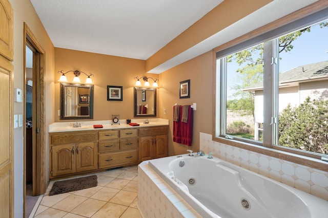14573 Krypton St NW, Ramsey, MN 55303 - full bath with a whirlpool tub, double vanity, and tile patterned flooring