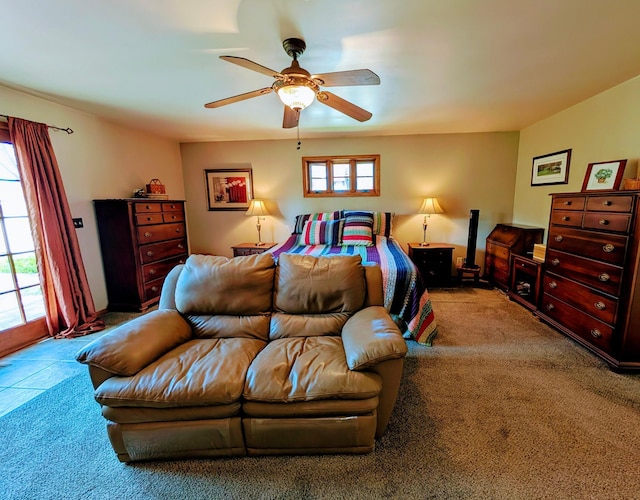617 9th St, Montevideo, MN 56265 - carpeted bedroom with access to outside and a ceiling fan