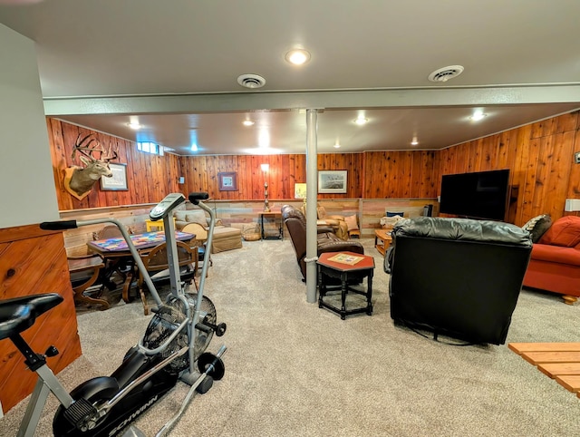 617 9th St, Montevideo, MN 56265 - workout area with wooden walls and carpet floors