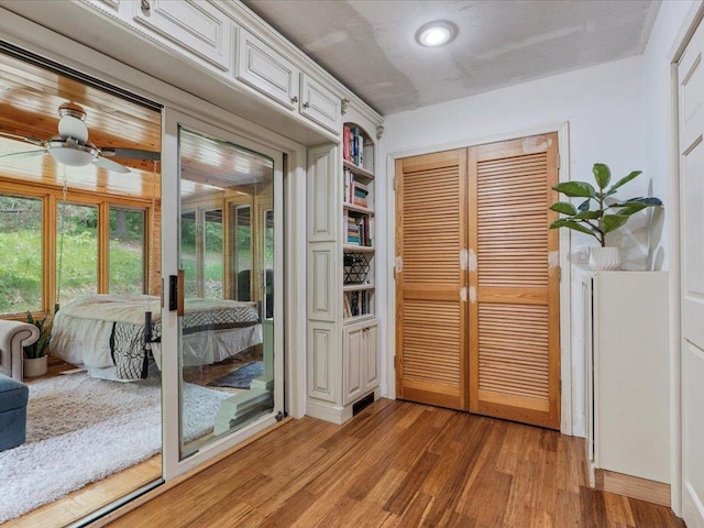 30703 Lakeview Dr, Breezy Point, MN 56472 - doorway with light wood finished floors and a ceiling fan