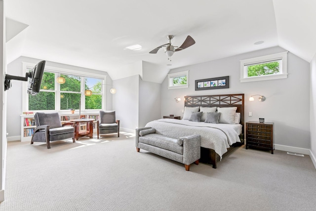 154 Babcock Ln, Wayzata, MN 55391 - bedroom with vaulted ceiling, carpet, baseboards, and a ceiling fan