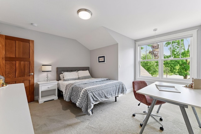 154 Babcock Ln, Wayzata, MN 55391 - bedroom with light carpet, vaulted ceiling, and baseboards