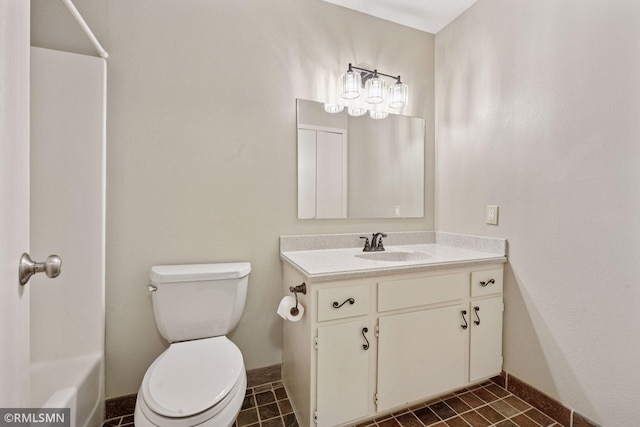 11031 Oregon Cir Unit 58, Bloomington, MN 55438 - bathroom with vanity, baseboards, toilet, and a shower