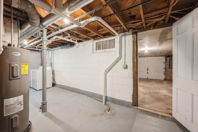 5921 Xerxes Ave S, Minneapolis, MN 55410 - unfinished below grade area featuring washer and dryer and electric water heater