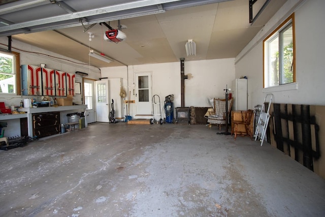 garage with a garage door opener