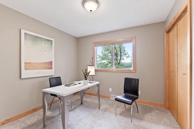 2270 Manning Trl N, Lake Elmo, MN 55042 - home office with baseboards, light colored carpet, and a textured ceiling