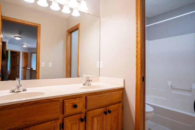 13320 Cedar Ave, Apple Valley, MN 55124 - bathroom featuring double vanity, tile patterned floors, and bathtub / shower combination