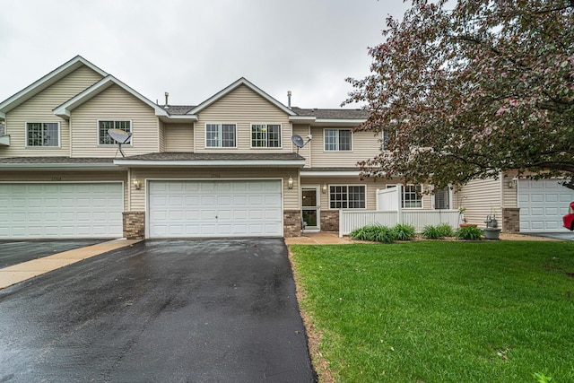 17366 River Birch Ln, Prior Lake, MN 55372 - view of property with driveway, a front yard, a garage, and roof with shingles