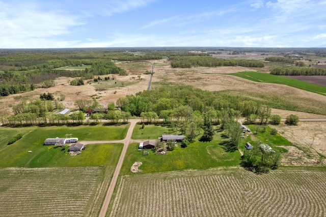 aerial view of sparsely populated area with extensive farmland