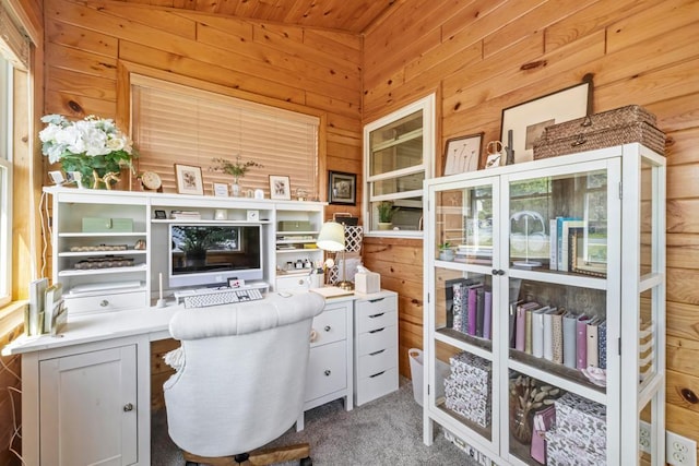 1715 Livingston Ave Unit A, West Saint Paul, MN 55118 - carpeted office with wooden walls and wooden ceiling