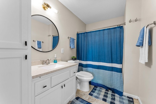 903 3rd Ave SW, Isanti, MN 55040 - bathroom featuring vanity, toilet, a shower with curtain, and tile patterned floors