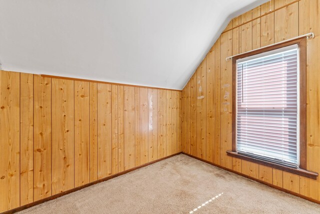 37726 2nd Ave, Dennison, MN 55018 - additional living space with vaulted ceiling, carpet floors, wood walls, and healthy amount of natural light