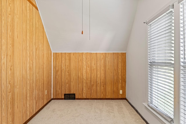 37726 2nd Ave, Dennison, MN 55018 - bonus room featuring plenty of natural light, vaulted ceiling, light carpet, and wooden walls