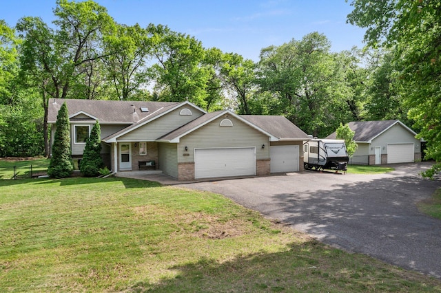 2308 Crosstown Blvd NE, Ham Lake, MN 55304 - split level home featuring brick siding, an attached garage, asphalt driveway, and a shingled roof