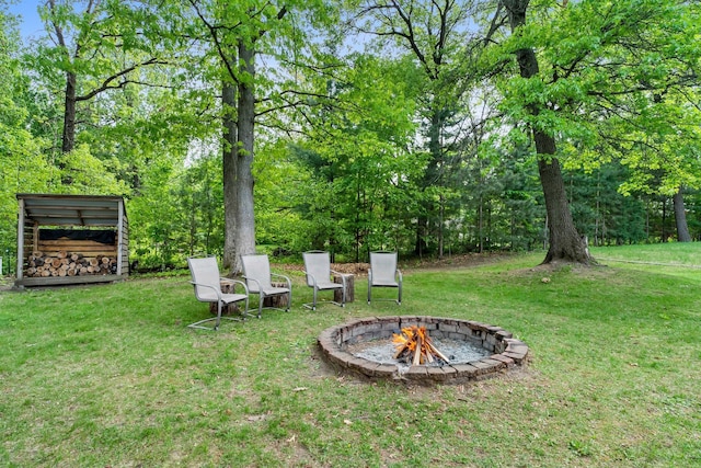 2308 Crosstown Blvd NE, Ham Lake, MN 55304 - view of grassy yard featuring an outdoor fire pit