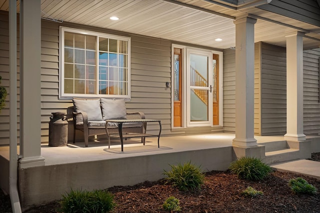 view of patio featuring covered porch