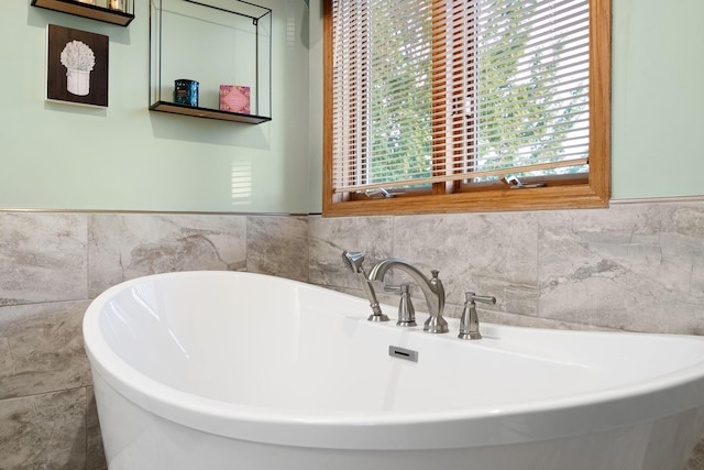 full bath featuring plenty of natural light and a soaking tub
