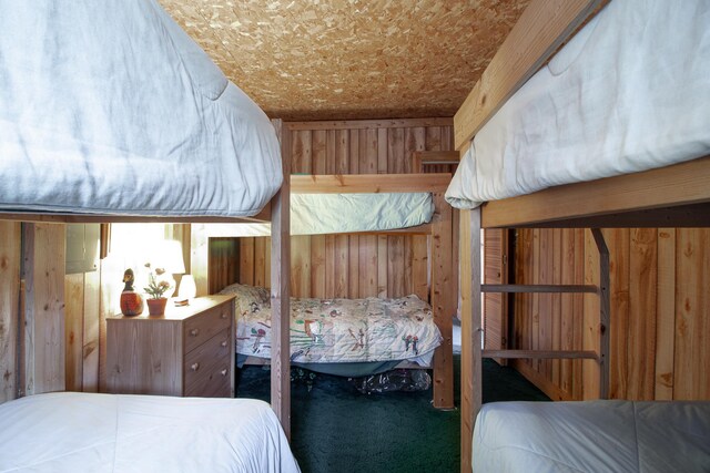 7528 Little Thunder Dr NE, Remer, MN 56672 - carpeted bedroom featuring wood walls