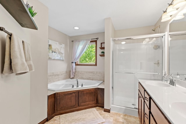 805 Cologne Ln, Waverly, MN 55390 - bathroom with a shower stall, a garden tub, and double vanity