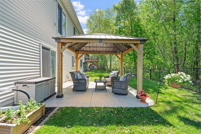 805 Cologne Ln, Waverly, MN 55390 - view of patio / terrace featuring a gazebo, outdoor lounge area, and a garden
