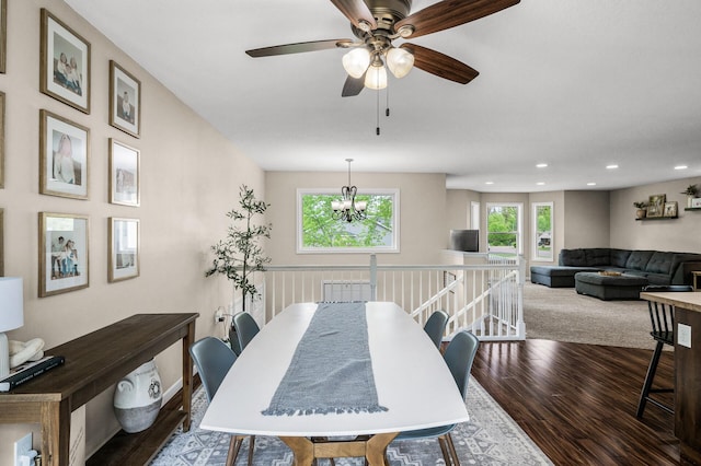 1002 8th Ave N, Princeton, MN 55371 - dining area with wood finished floors, healthy amount of natural light, a ceiling fan, and recessed lighting