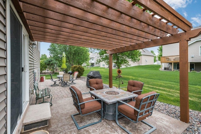 11419 17th St NE, Saint Michael, MN 55376 - view of patio / terrace featuring a pergola, outdoor dining area, and a fire pit