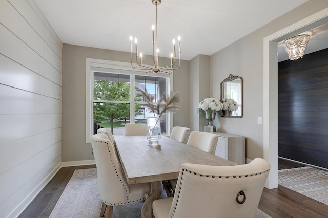 14778 50th St NE, Saint Michael, MN 55376 - dining area featuring a chandelier, dark wood-style flooring, and baseboards