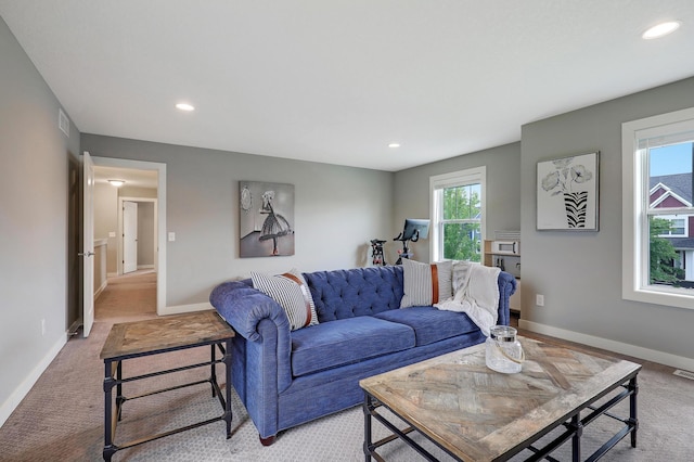 14778 50th St NE, Saint Michael, MN 55376 - living area with baseboards, light colored carpet, and recessed lighting
