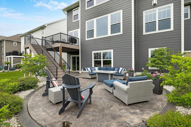 14778 50th St NE, Saint Michael, MN 55376 - view of patio / terrace featuring an outdoor living space, stairs, and a wooden deck