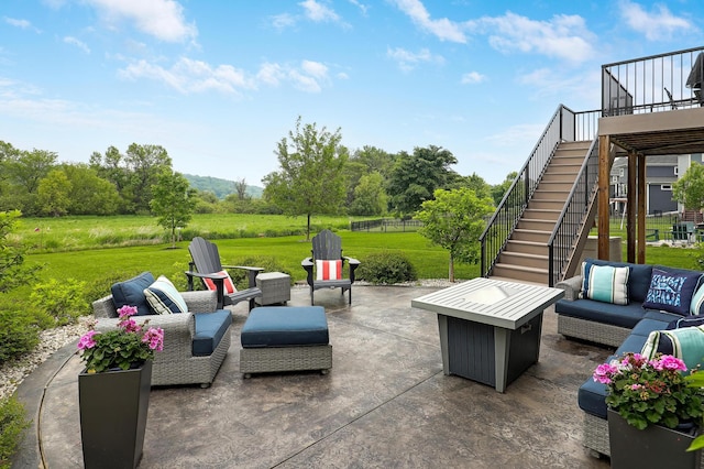 14778 50th St NE, Saint Michael, MN 55376 - view of patio with an outdoor living space with a fire pit and stairway