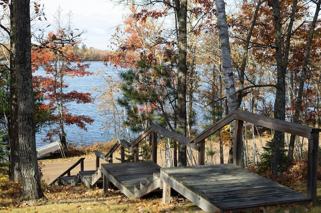 1910 Longwood Point Rd NE, Outing, MN 56662 - wooden deck with a water view